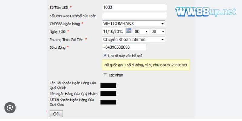 Quy trình nạp tiền Ww88 chính xác ở các phương thức