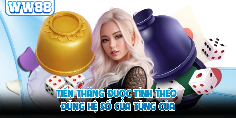 Tiền thắng được tính theo đúng hệ số của từng cửa